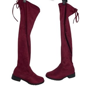 Thigh High Boots Ami Clubwear Wine Faux Suede Sz 6 New